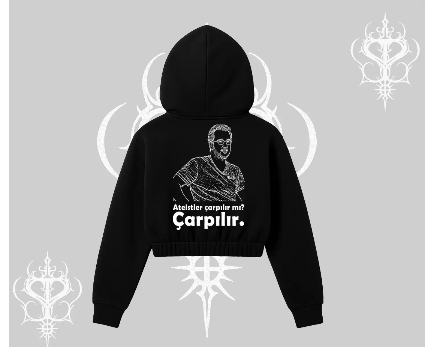 Çarpılır mı? Çarpılmıştır. Kapşonlu Crop Sweatshirt