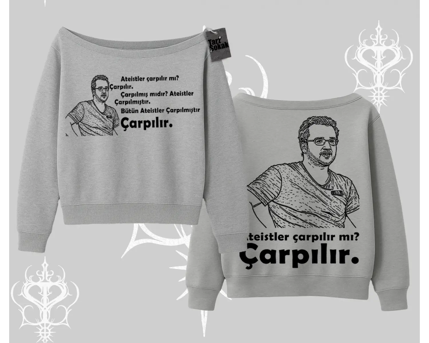 Çarpılır mı? Çarpılmıştır. Kayık Yaka Sweatshirt