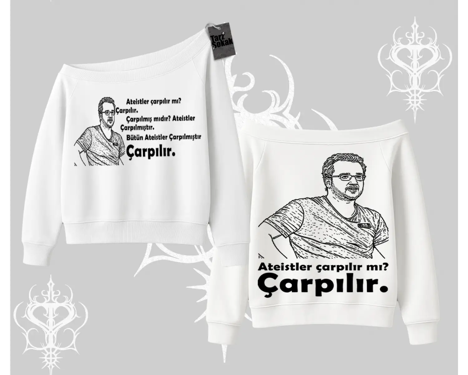 Çarpılır mı? Çarpılmıştır. Kayık Yaka Sweatshirt
