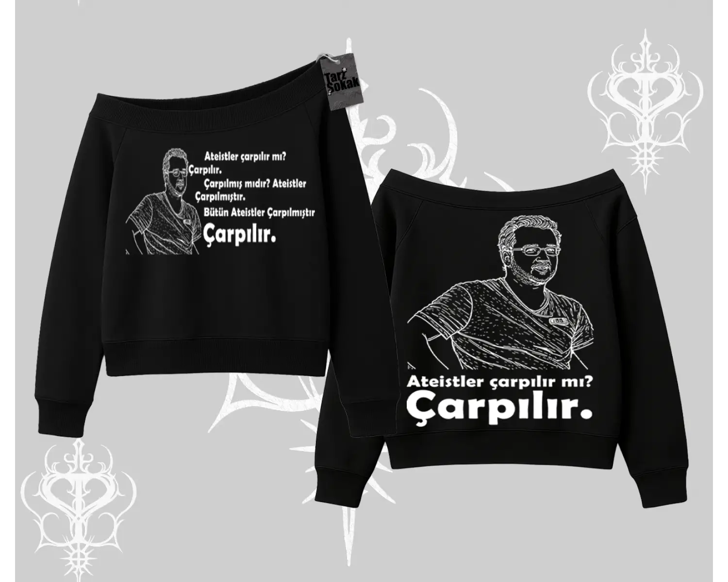 Çarpılır mı? Çarpılmıştır. Kayık Yaka Sweatshirt