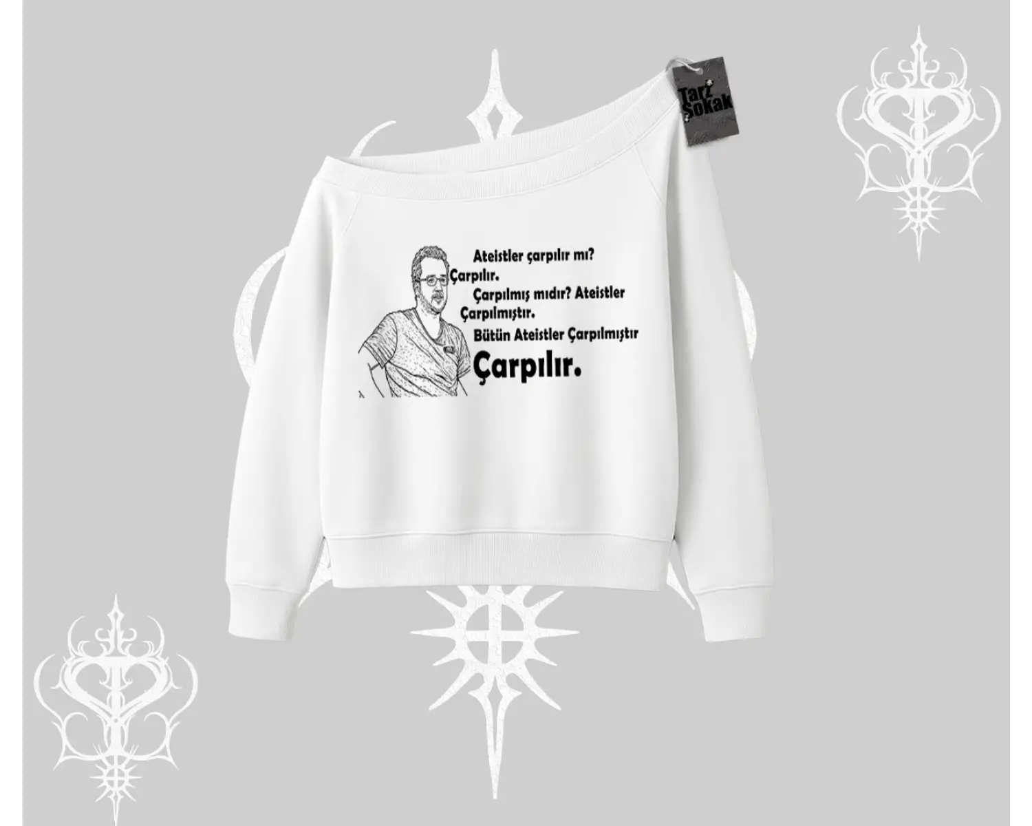 Çarpılır mı? Çarpılmıştır. Kayık Yaka Sweatshirt