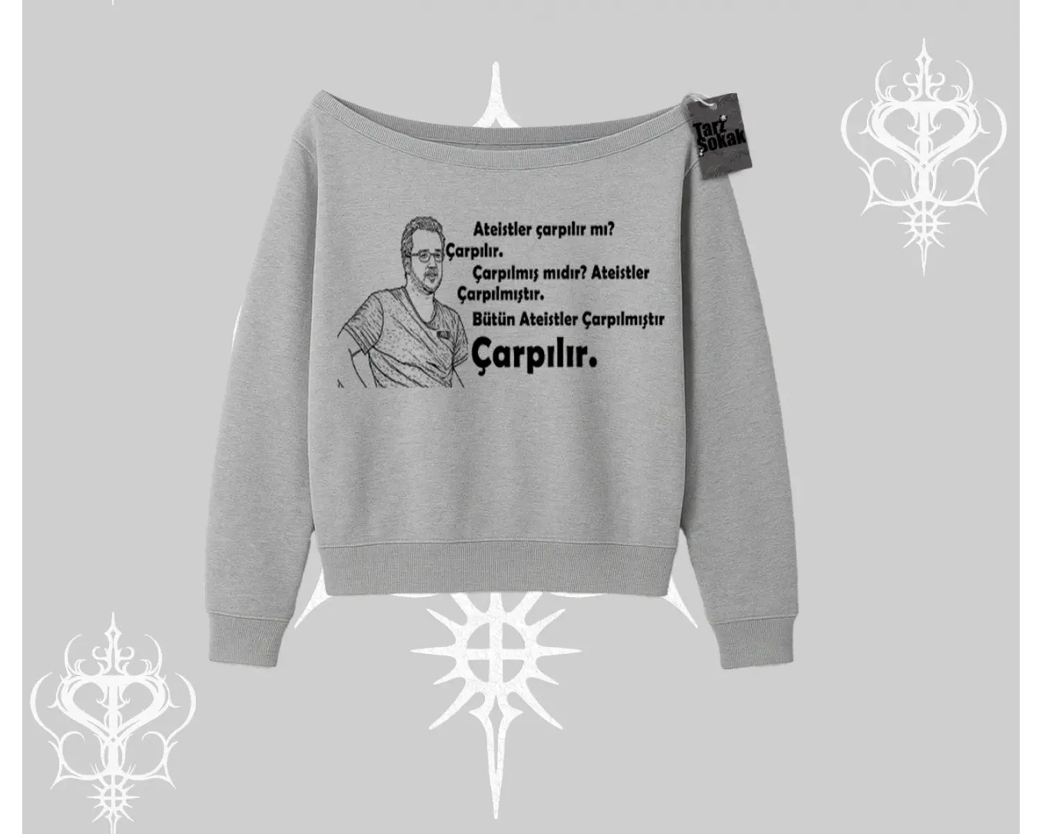 Çarpılır mı? Çarpılmıştır. Kayık Yaka Sweatshirt