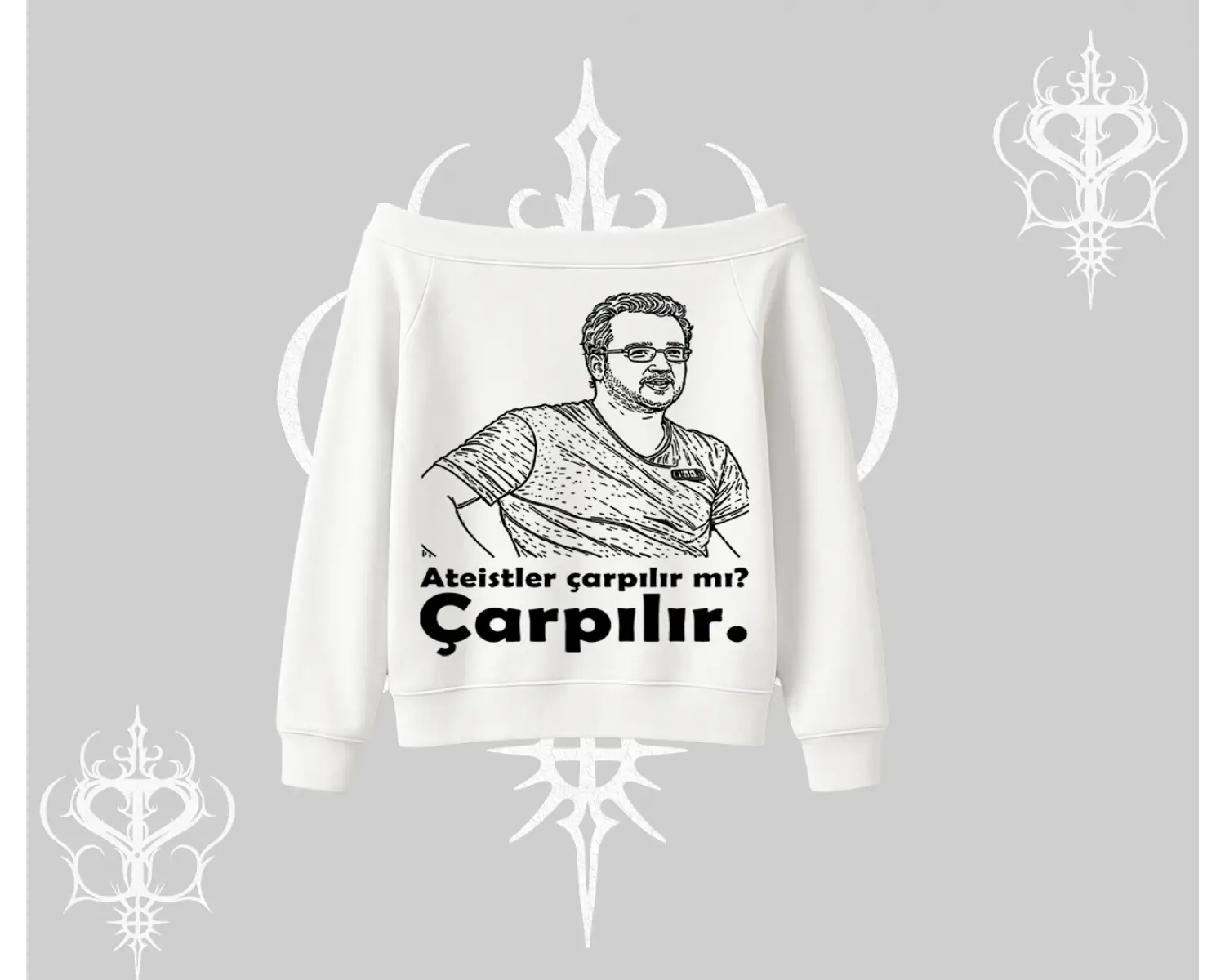Çarpılır mı? Çarpılmıştır. Kayık Yaka Sweatshirt