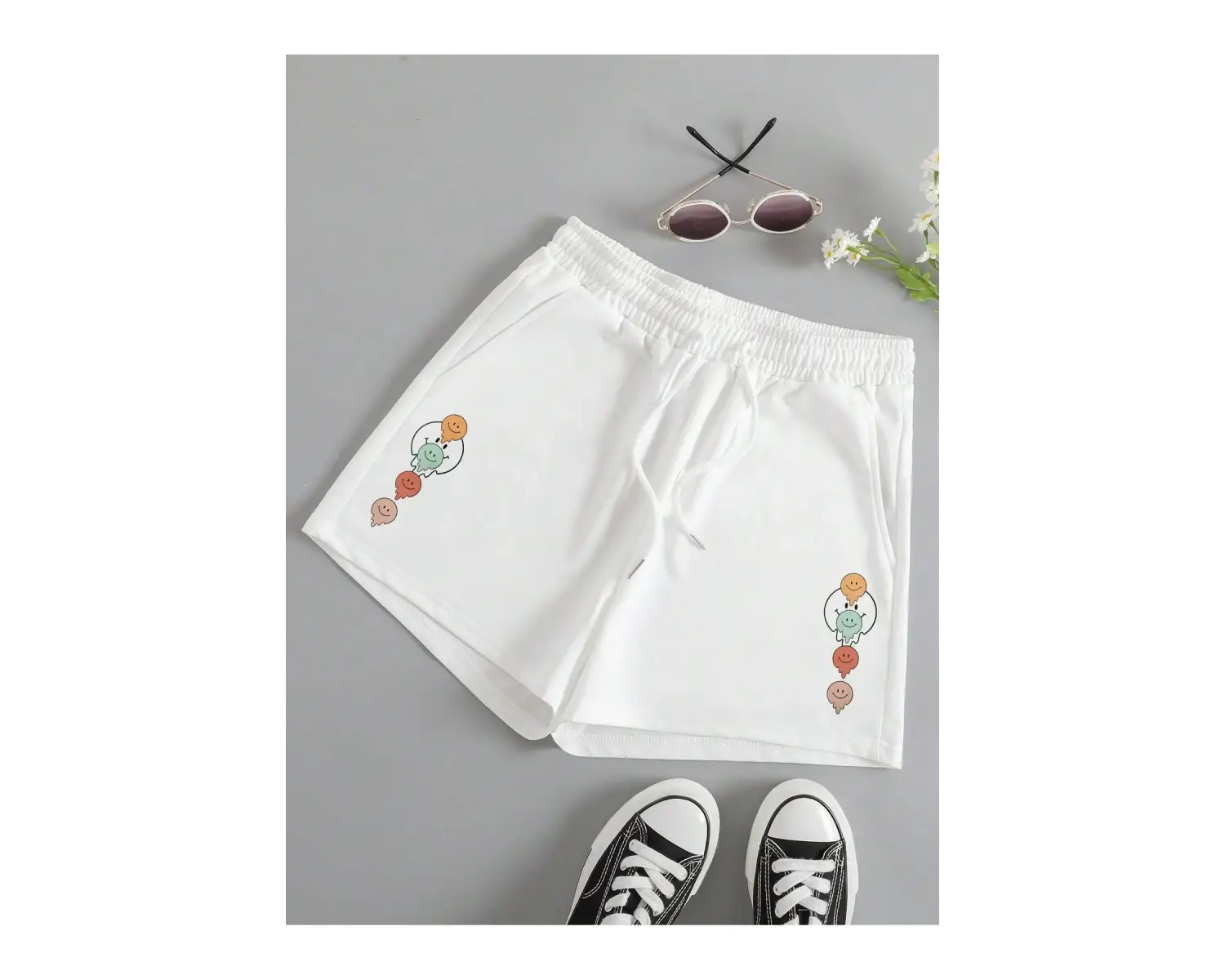 Cartoon Graphic Drawstring Waist Track Şort