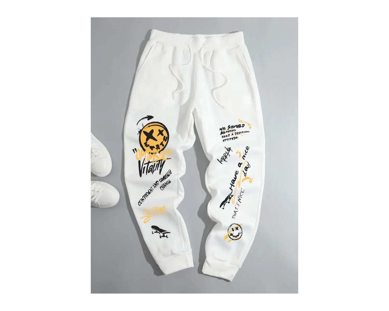 Cartoon & Slogan Graphic Drawstring Waist Eşofman Altı