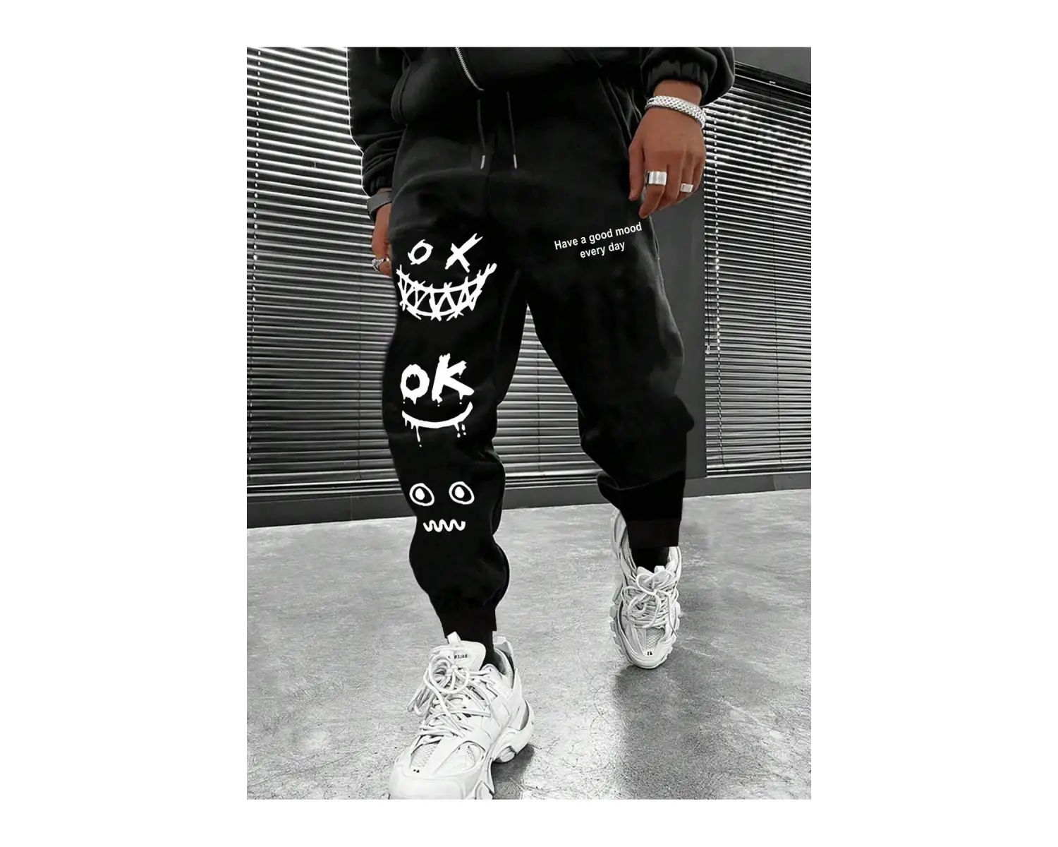 Cartoon & Slogan Graphic Drawstring Waist Eşofman Altı