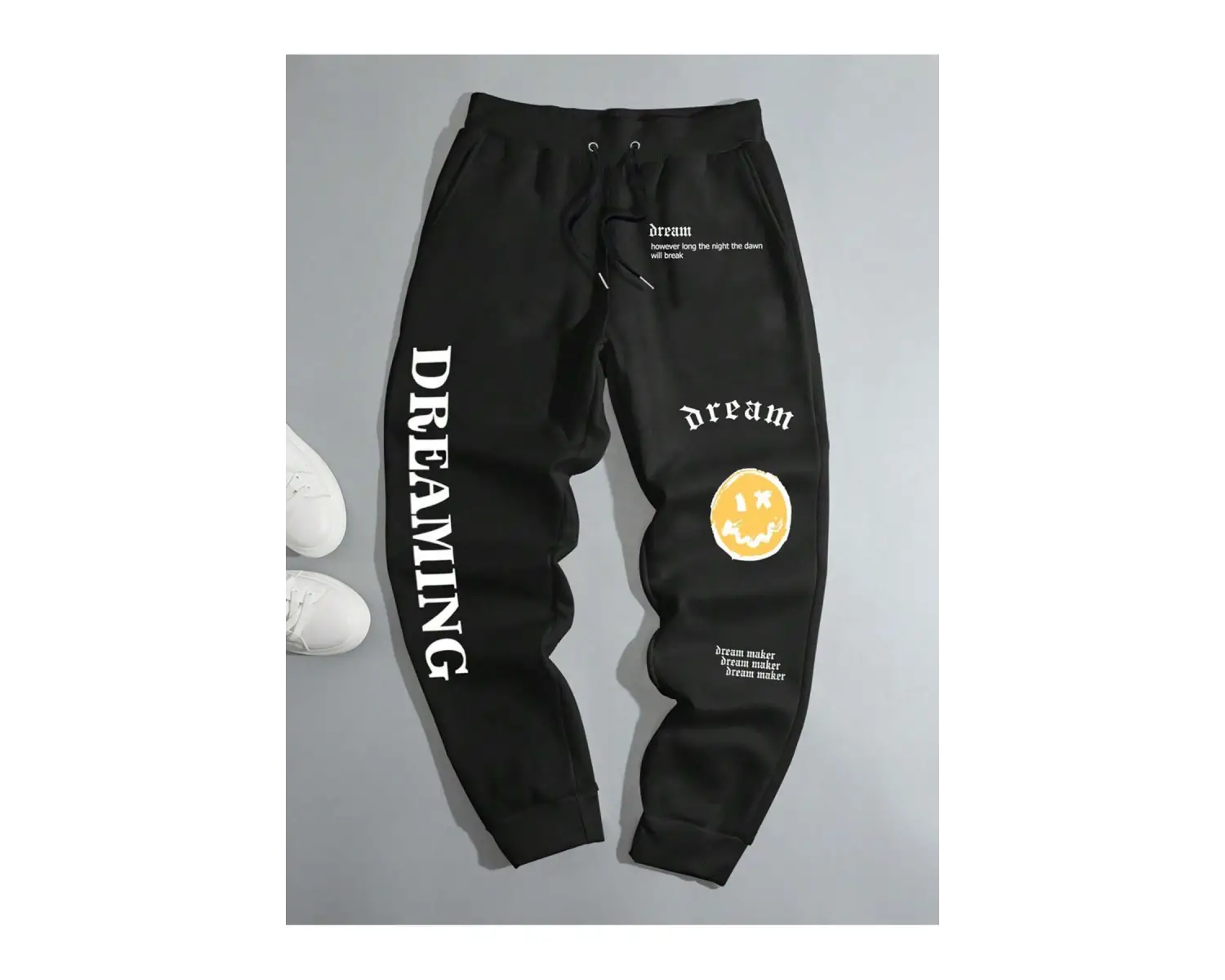 Cartoon & Slogan Graphic Drawstring Waist Eşofman Altı