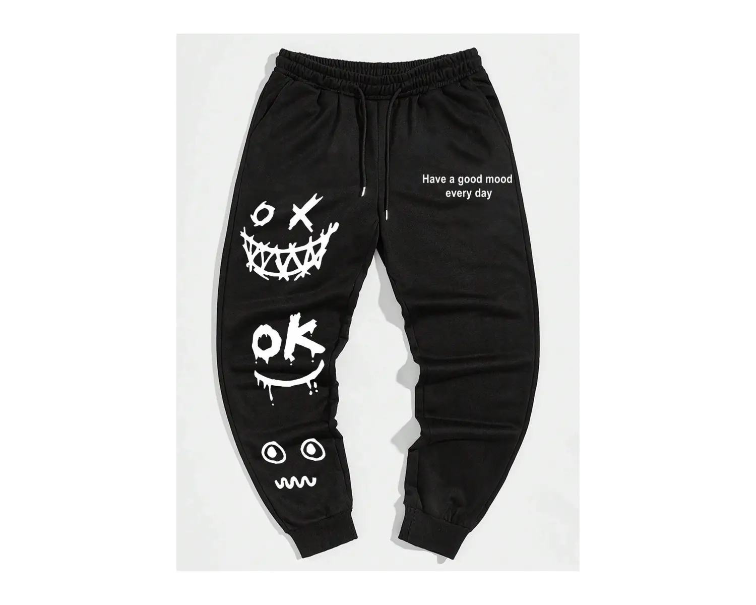 Cartoon & Slogan Graphic Drawstring Waist Eşofman Altı