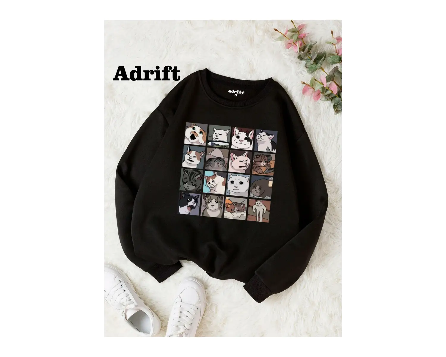 Cat Memes Collage Köstebek Sokak Trend Tasarım Harajuku/Gotik Beyaz