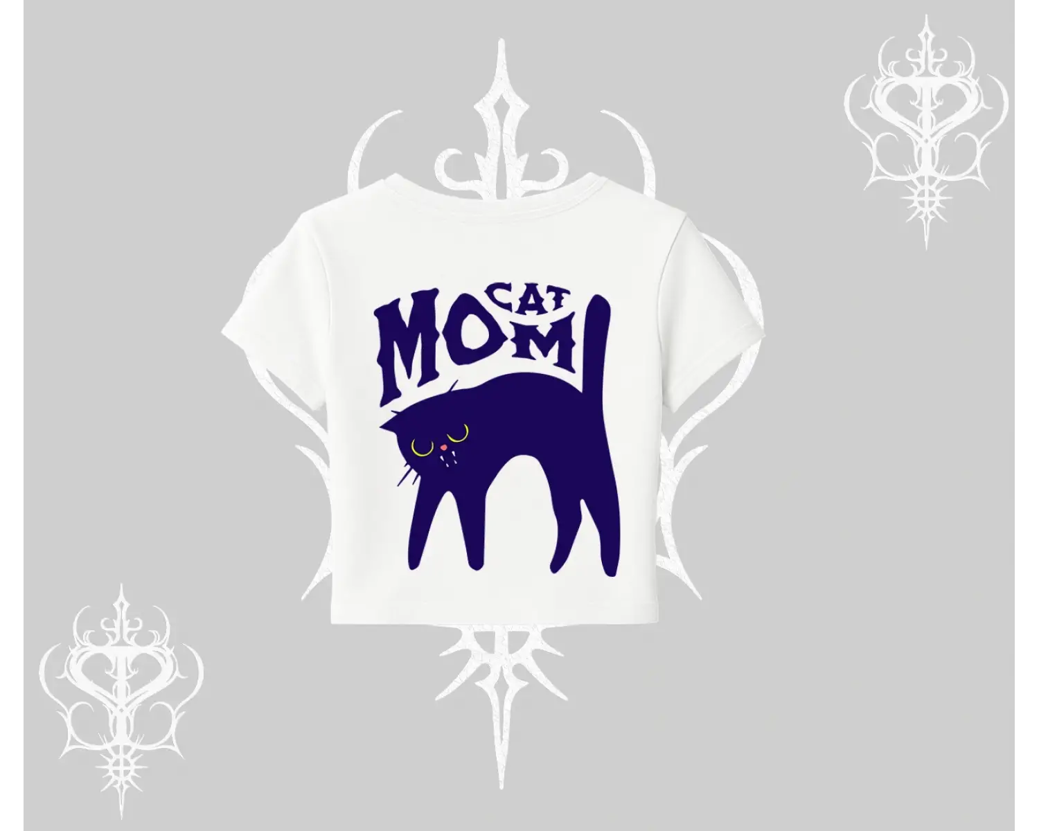 Cat Mom Yazılı Minimal Kedi Arka Baskılı Babby Tee Tshirt