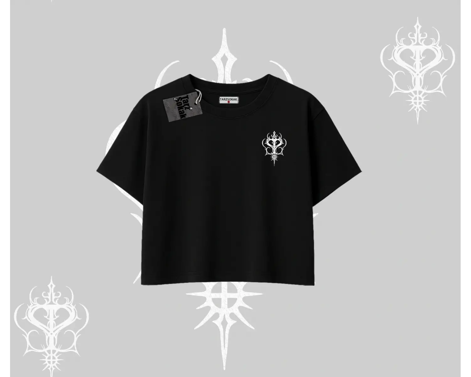 Cat Mom Yazılı Minimal Kedi Arka Baskılı Oversize Crop Tshirt