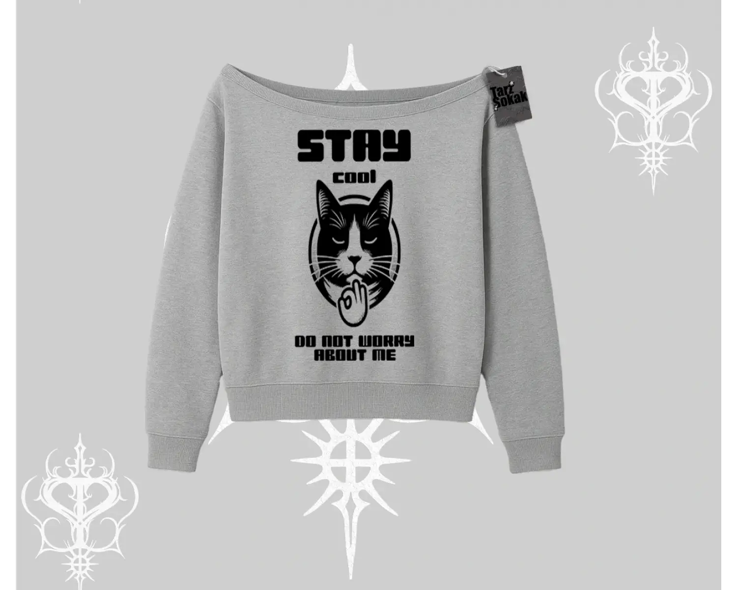 Catronaut Kedi Baskılı Oversize Tshirt