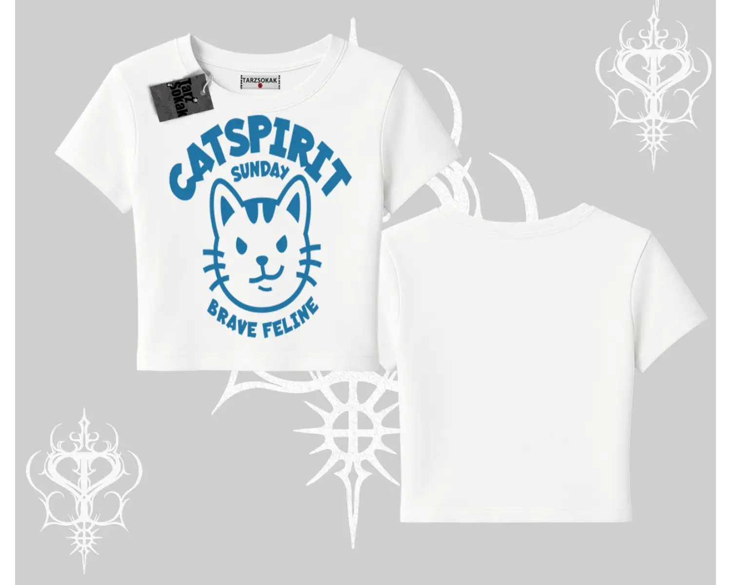 Catspirit Sunday Brave Feline Yazılı Kedi Baskılı Babby Tee Tshirt