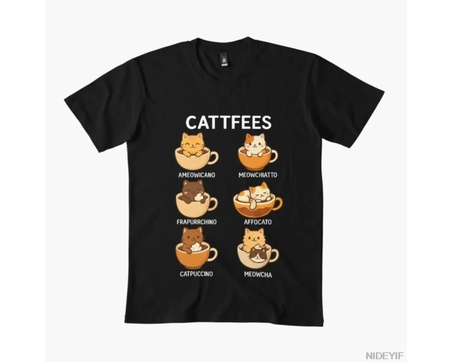 Cattfees Sevimli Kediler Kahve Severler T-shirt Erkekler Kadınlar Için % 100% Pamuk T Shirt K