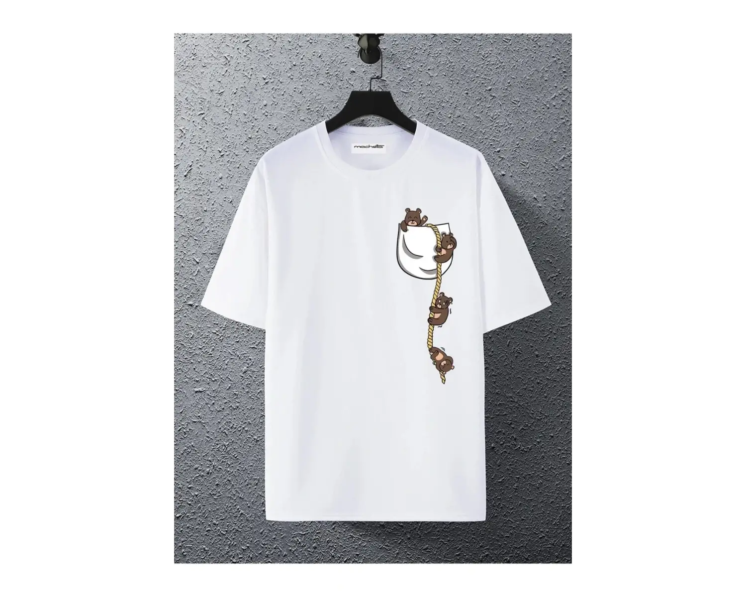 Cep Ayıcık Baskılı Oversize Unisex Pamuk