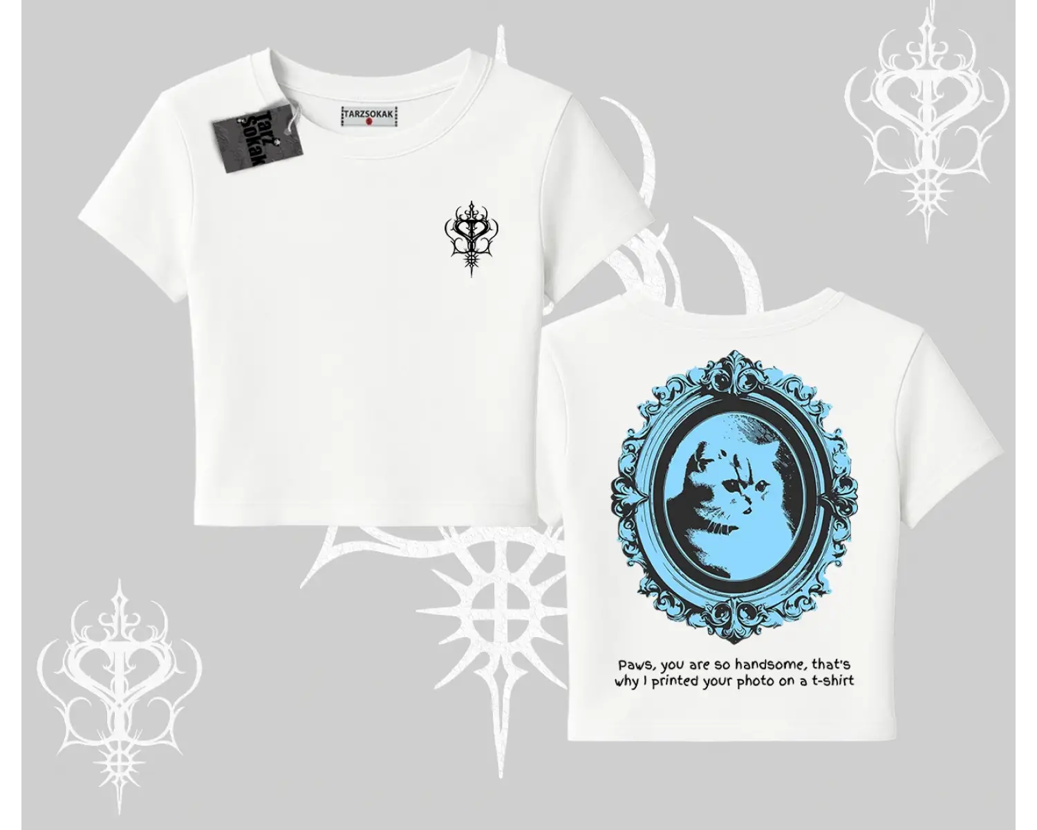 Çerçeveli Kedi Baskılı Babby Tee Tshirt