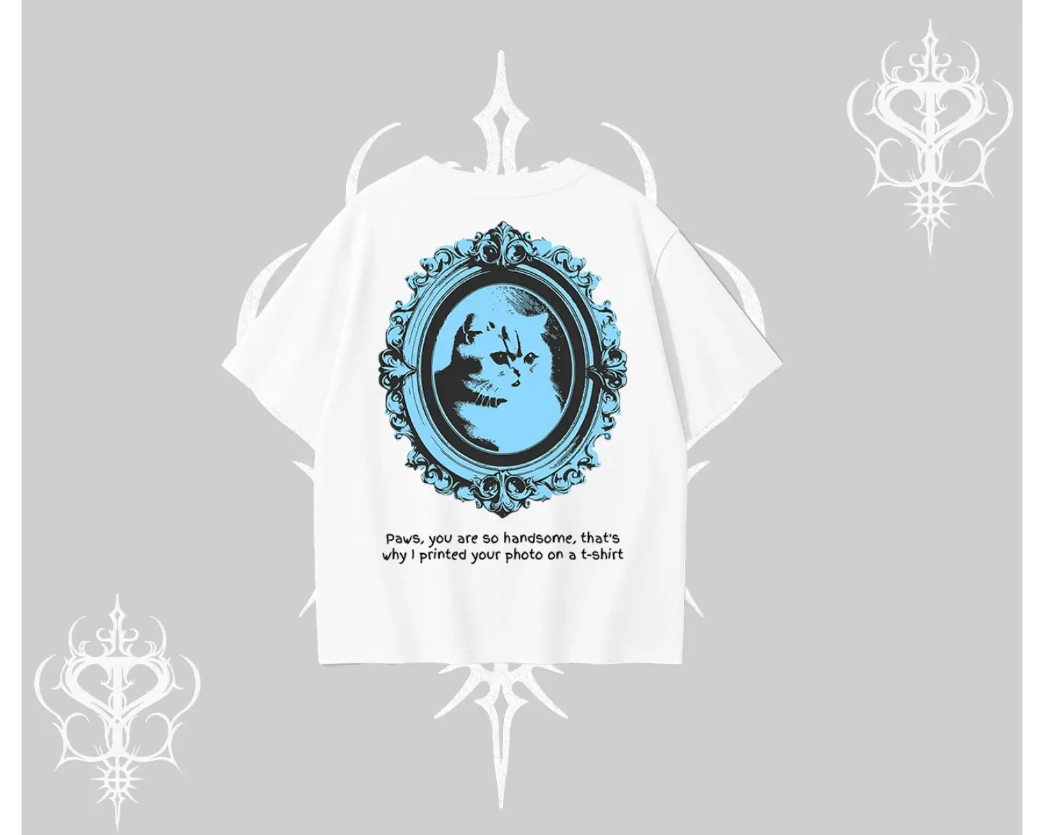 Çerçeveli Kedi Baskılı Oversize Tshirt