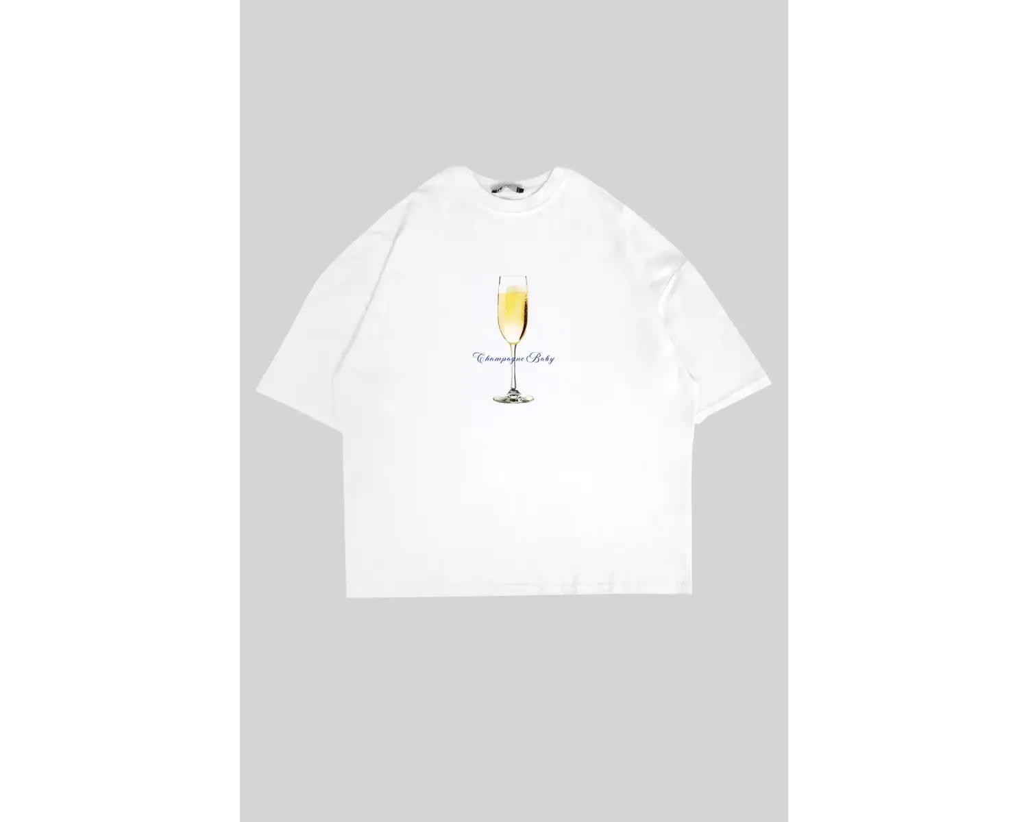 Champagne Baby Baskılı Beyaz Oversize Unisex