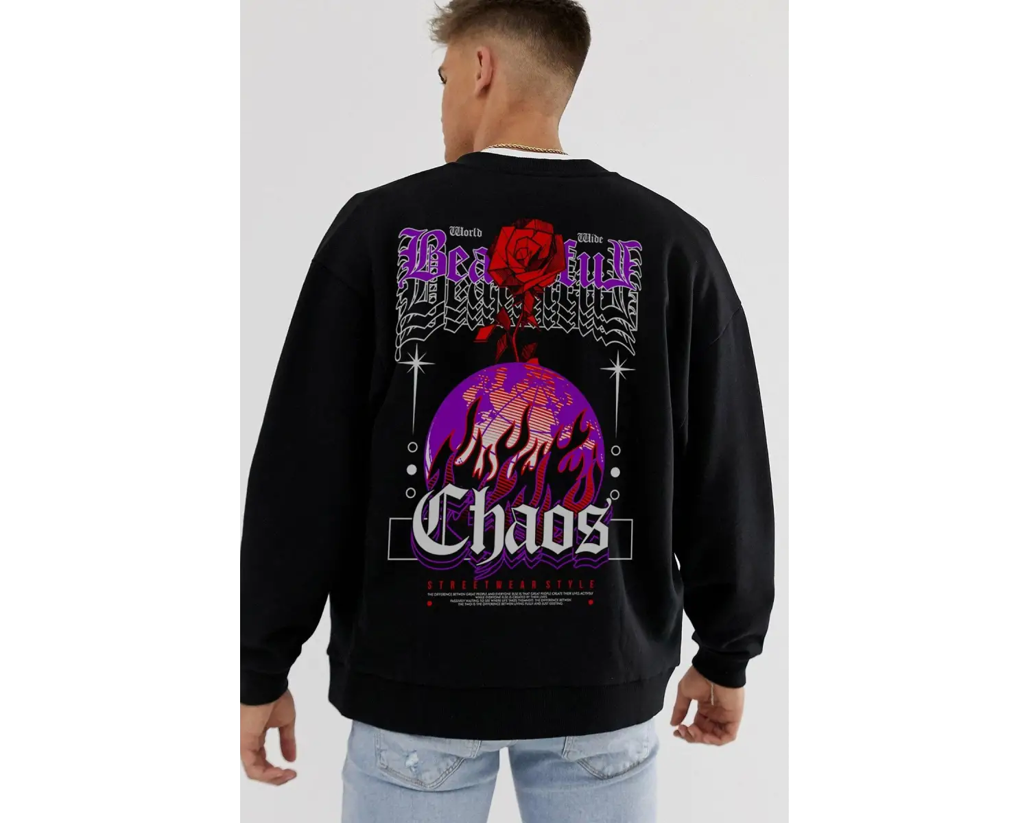 Chaotic Oversize Siyah Sweatshirt Tarzsokak140