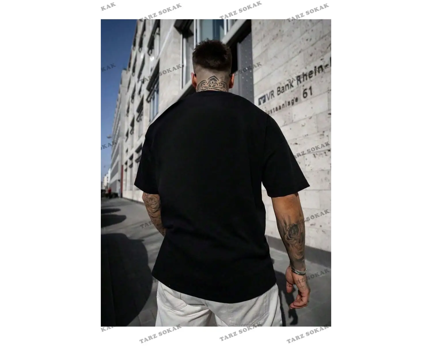 Charlie Luciano T-shirt - Siyah Baskılı Oversize Bisiklet Yaka Kısa Kol