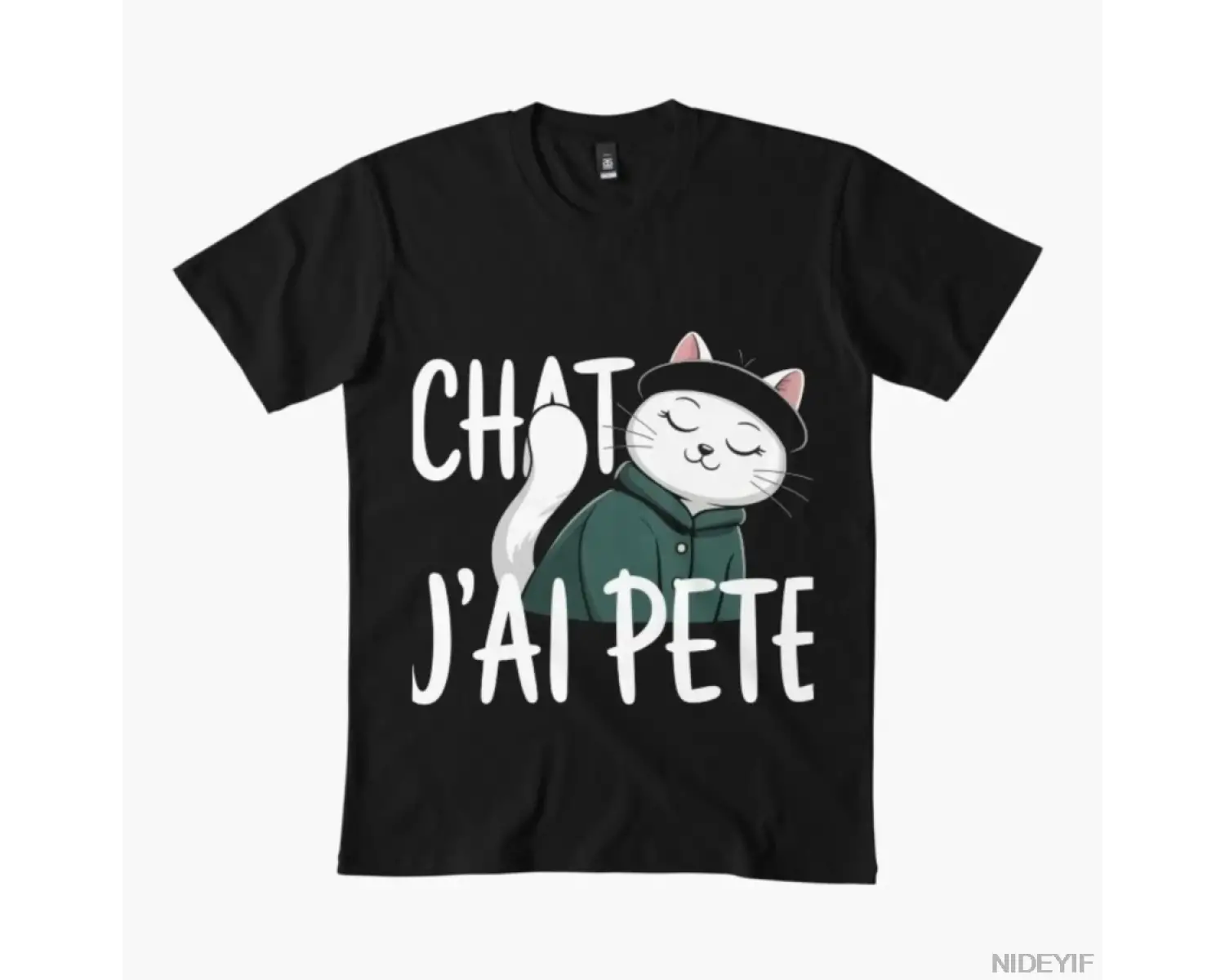 Chat, J_Ai Pété Fransız Kedisi Osurdu Komik Meme Tişörtü Erkekler Kadınlar İçin %100 Pamuklu