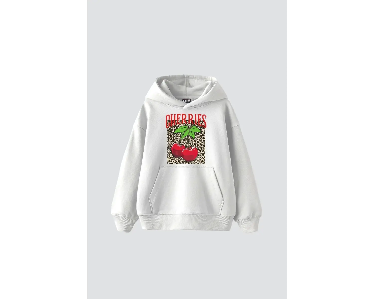 Cherries Leopard Baskılı Oversize Unisex Beyaz