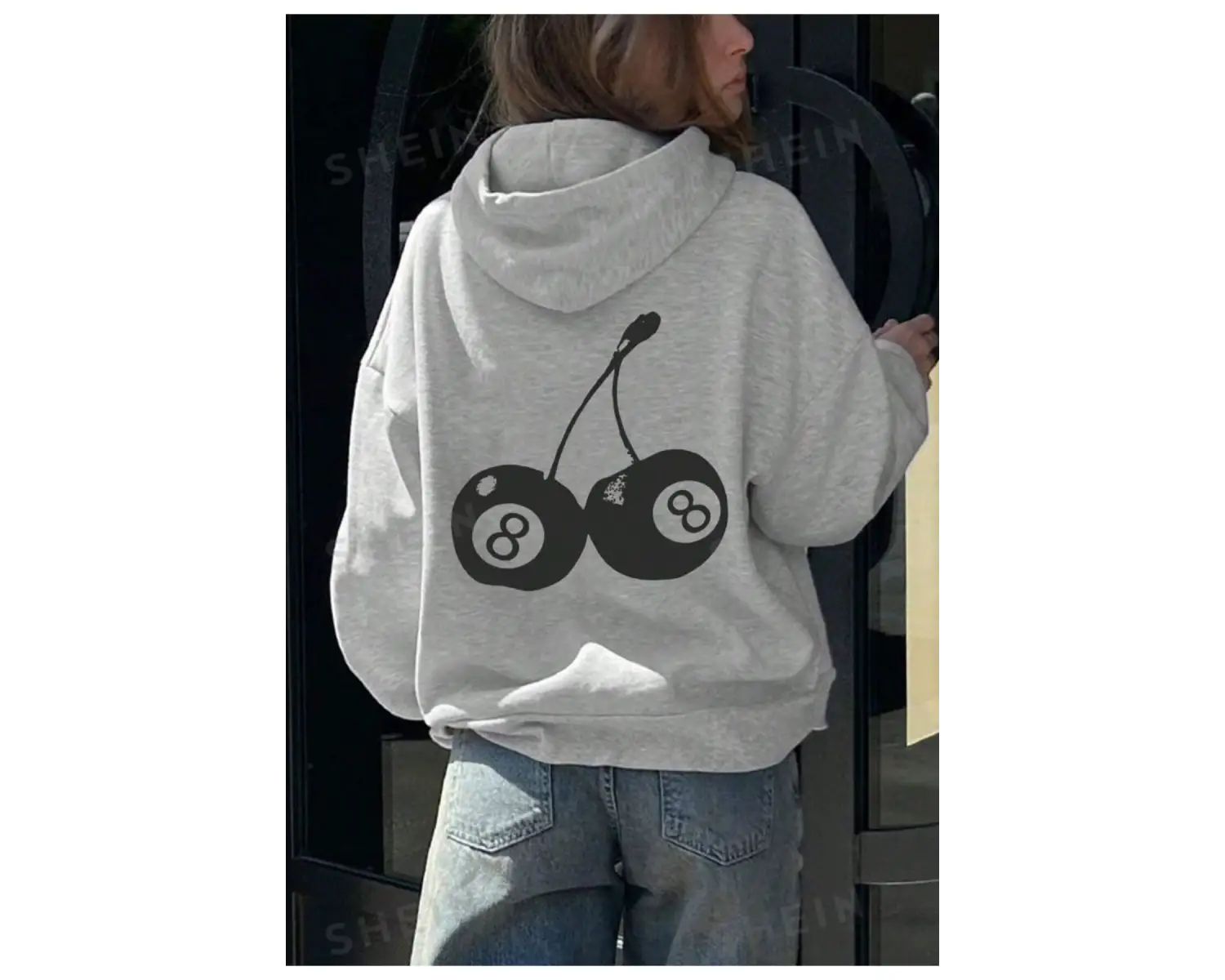 cherry 8 ball oversize sweatshirt gri