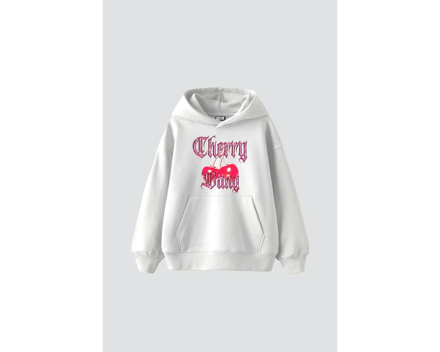 Cherry Gang Baskılı Oversize Unisex Beyaz