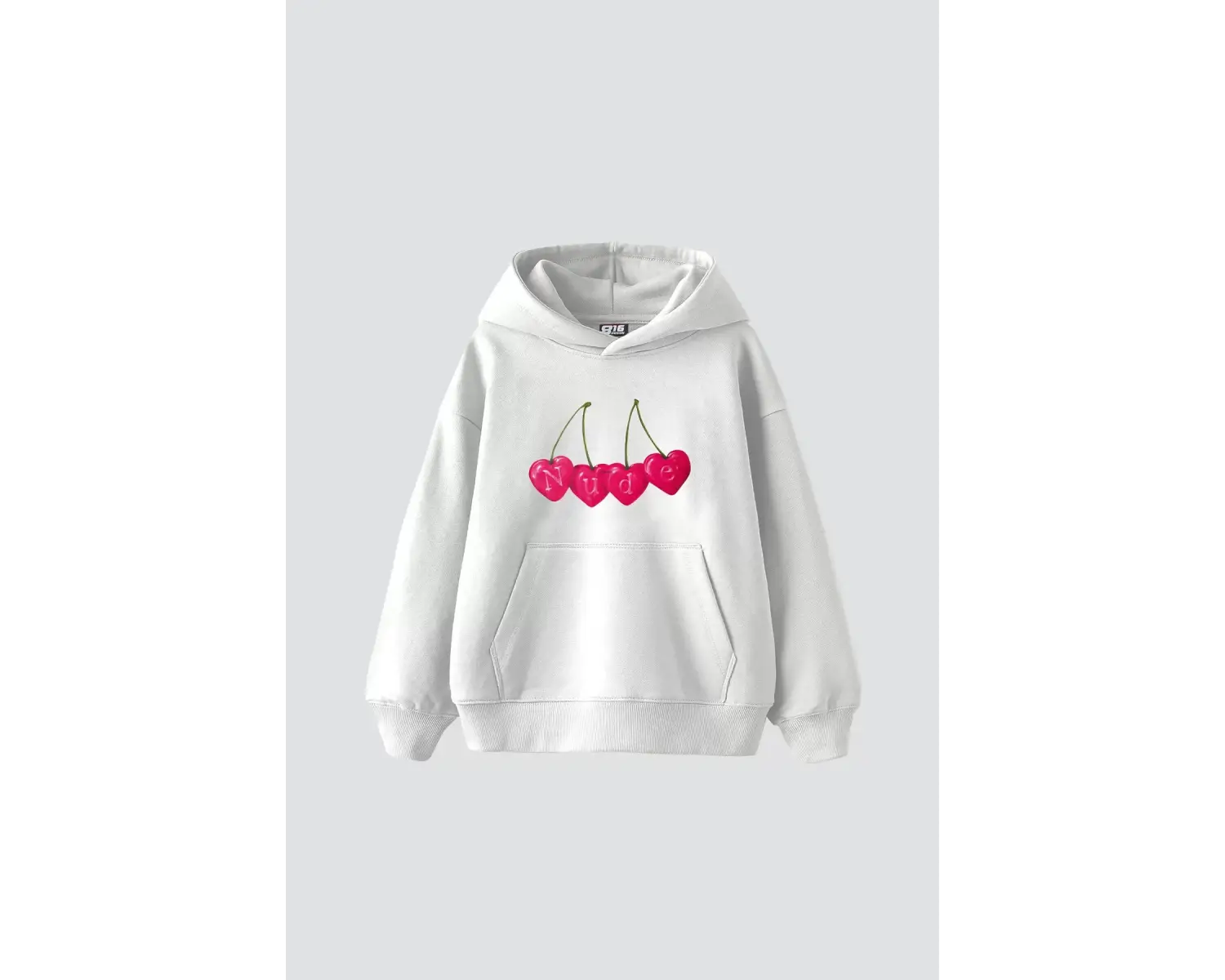 Cherry N. Baskılı Oversize Unisex Premium Beyaz