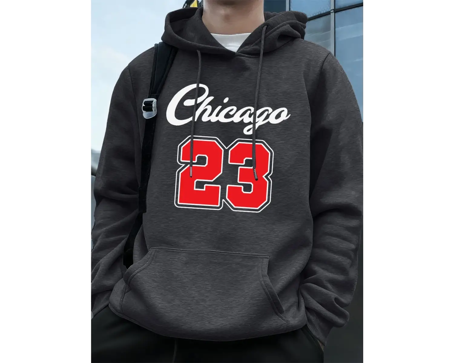 Chicago 23 Mektup Baskı Kapüşonlular Erkek Sportif Gevşek Kazaklar Kış Polar Sıcak Kazak Koşu