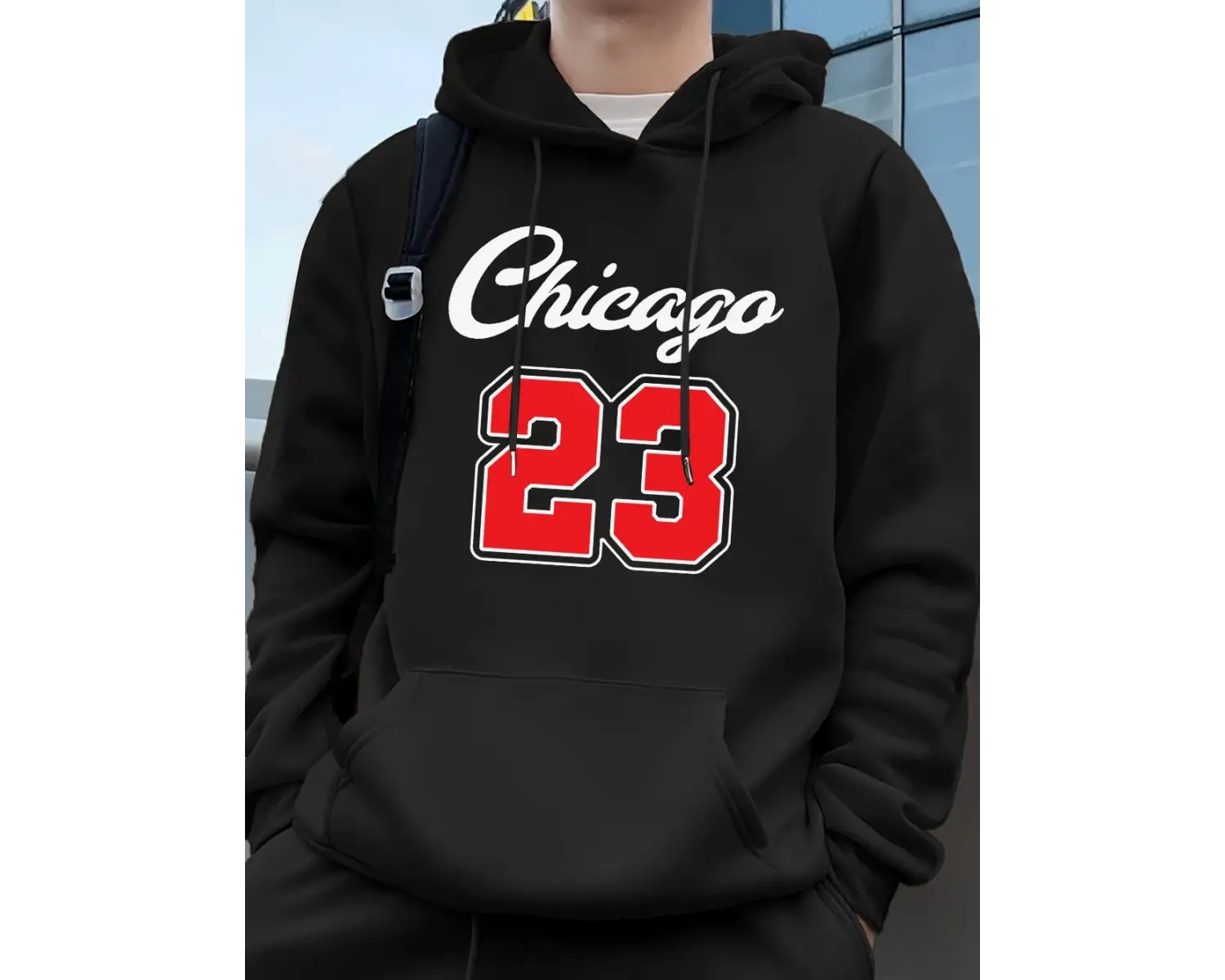 Chicago 23 Mektup Baskı Kapüşonlular Erkek Sportif Gevşek Kazaklar Kış Polar Sıcak Kazak Koşu