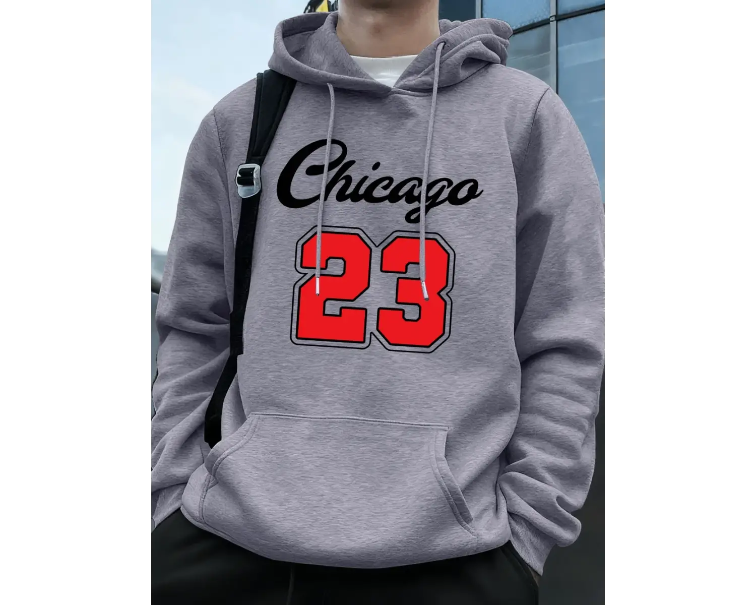 Chicago 23 Mektup Baskı Kapüşonlular Erkek Sportif Gevşek Kazaklar Kış Polar Sıcak Kazak Koşu