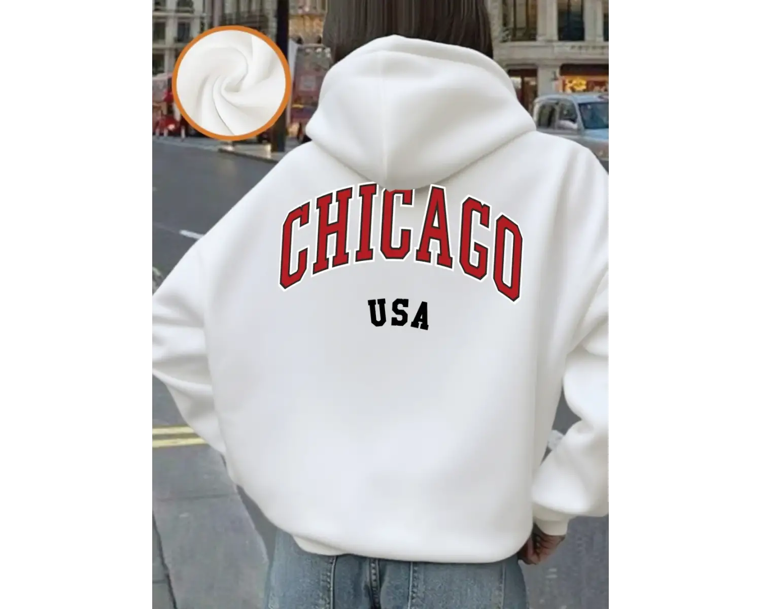 Chicago ABD Mektup Baskı Kapüşonlular Bayanlar Kış Polar Sıcak Kazak Rahat Cep Kazak Temeller