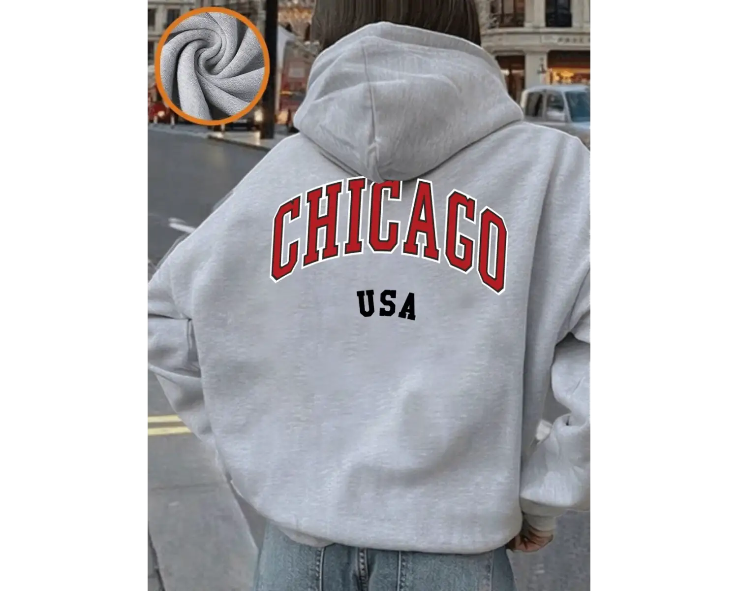 Chicago ABD Mektup Baskı Kapüşonlular Bayanlar Kış Polar Sıcak Kazak Rahat Cep Kazak Temeller