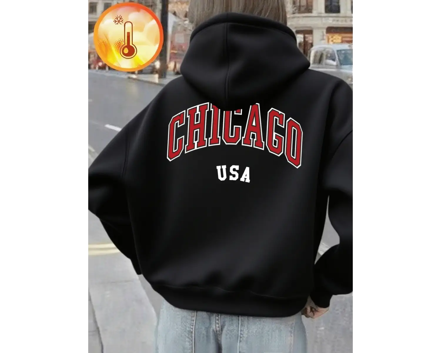 Chicago ABD Mektup Baskı Kapüşonlular Bayanlar Kış Polar Sıcak Kazak Rahat Cep Kazak Temeller