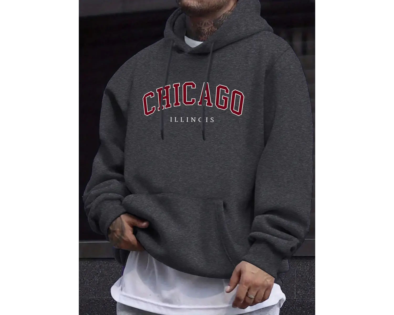 Chicago Illinois Mektup Yaratıcı Baskı Erkek Tişörtü Büyük Boy Sokak Kazakları Yeni Sonbahar