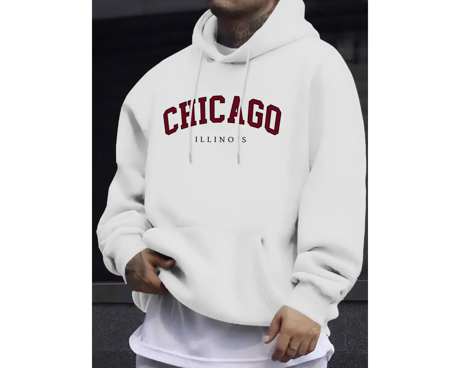 Chicago Illinois Mektup Yaratıcı Baskı Erkek Tişörtü Büyük Boy Sokak Kazakları Yeni Sonbahar