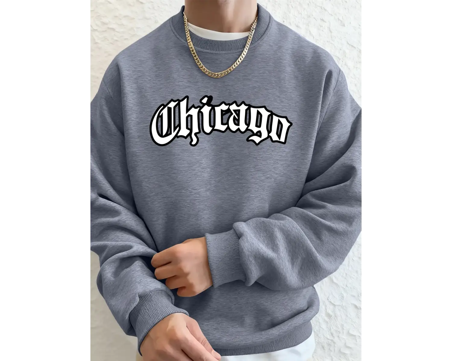 Chicago Letter Baskılı Erkek Sweatshirtleri Kışlık Bisiklet Yaka Kapüşonlu Sokak Stili Polar