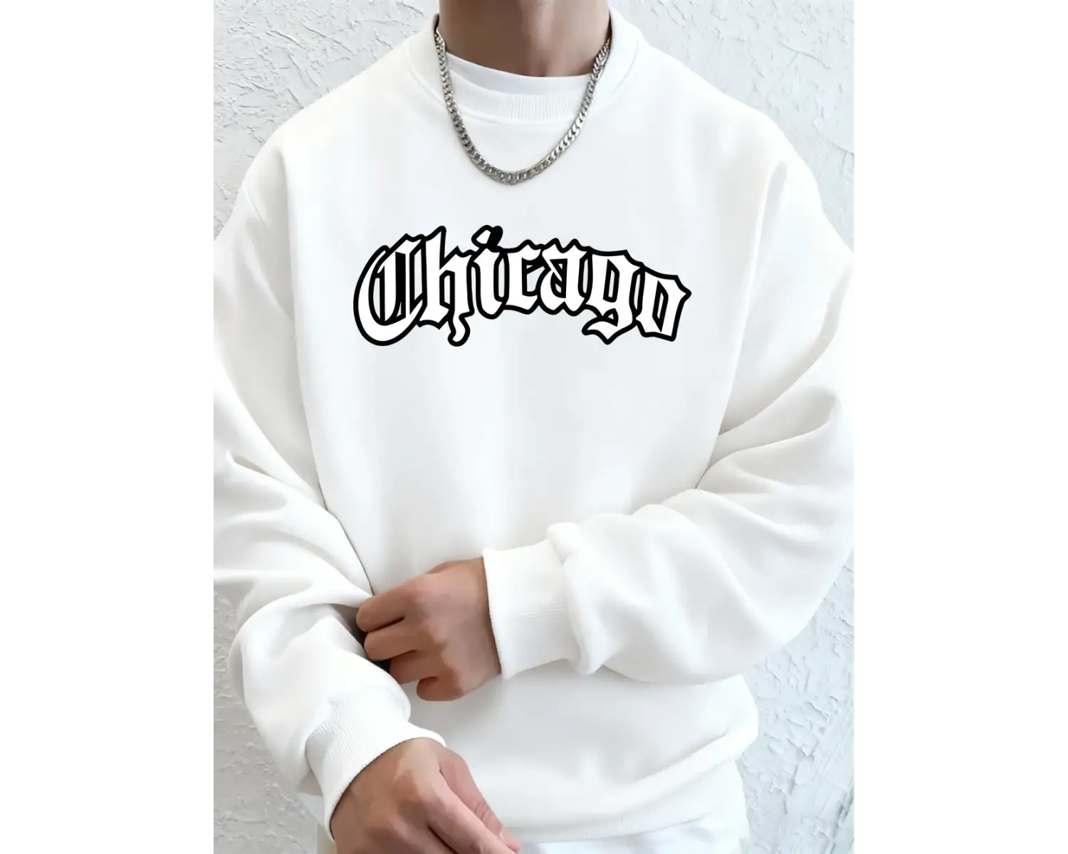 Chicago Letter Baskılı Erkek Sweatshirtleri Kışlık Bisiklet Yaka Kapüşonlu Sokak Stili Polar