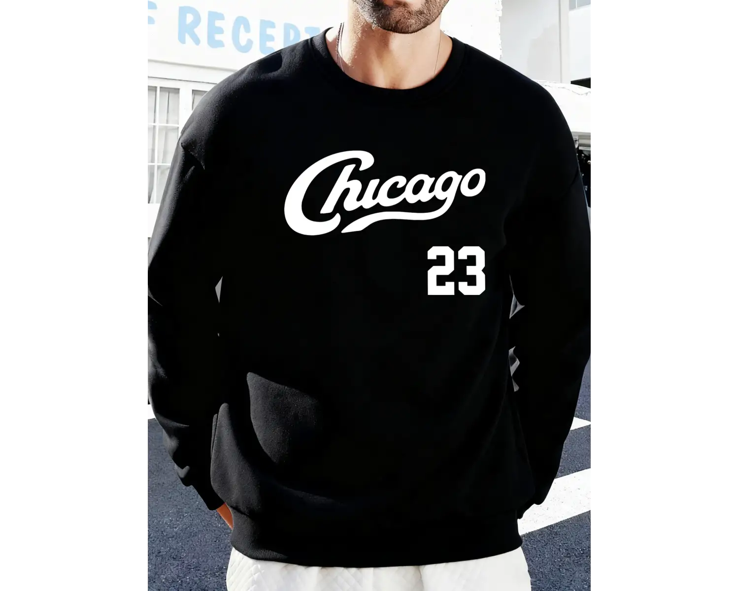 Chicago Number 23 Baskı Spor Temelleri Sokak Giyimi Erkek Günlük Moda Kazak Büyük Beden Bol K