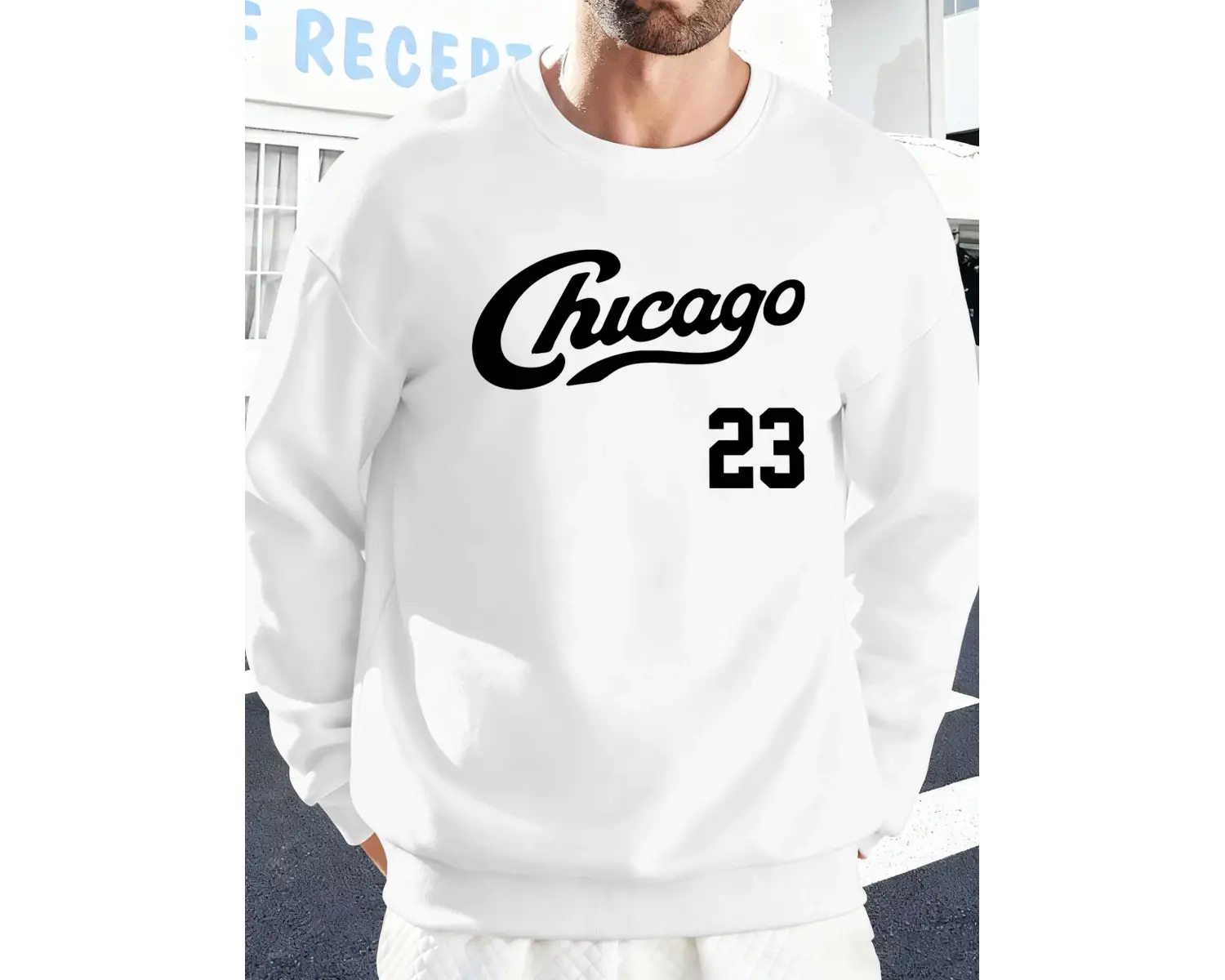Chicago Number 23 Baskı Spor Temelleri Sokak Giyimi Erkek Günlük Moda Kazak Büyük Beden Bol K