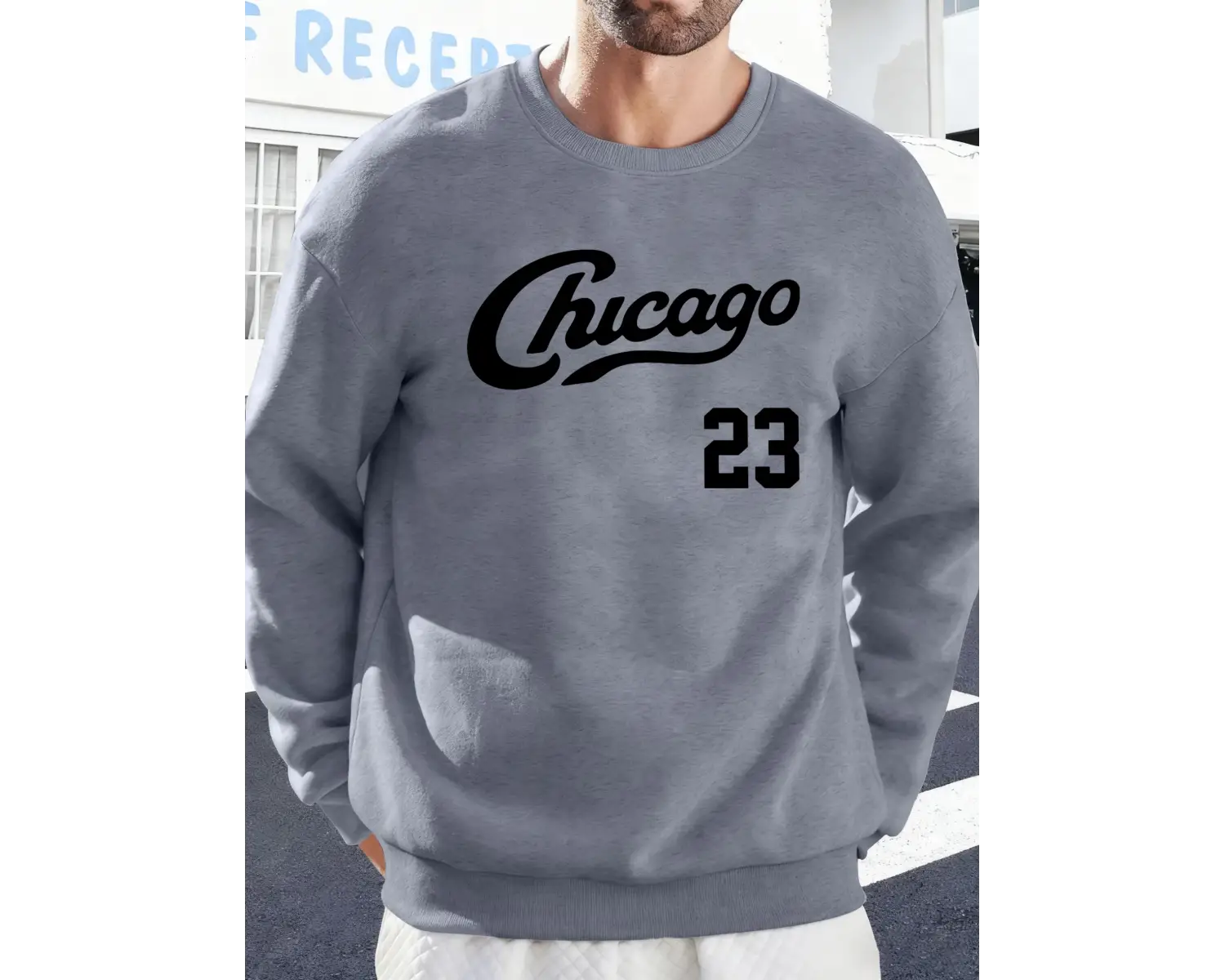 Chicago Number 23 Baskı Spor Temelleri Sokak Giyimi Erkek Günlük Moda Kazak Büyük Beden Bol K