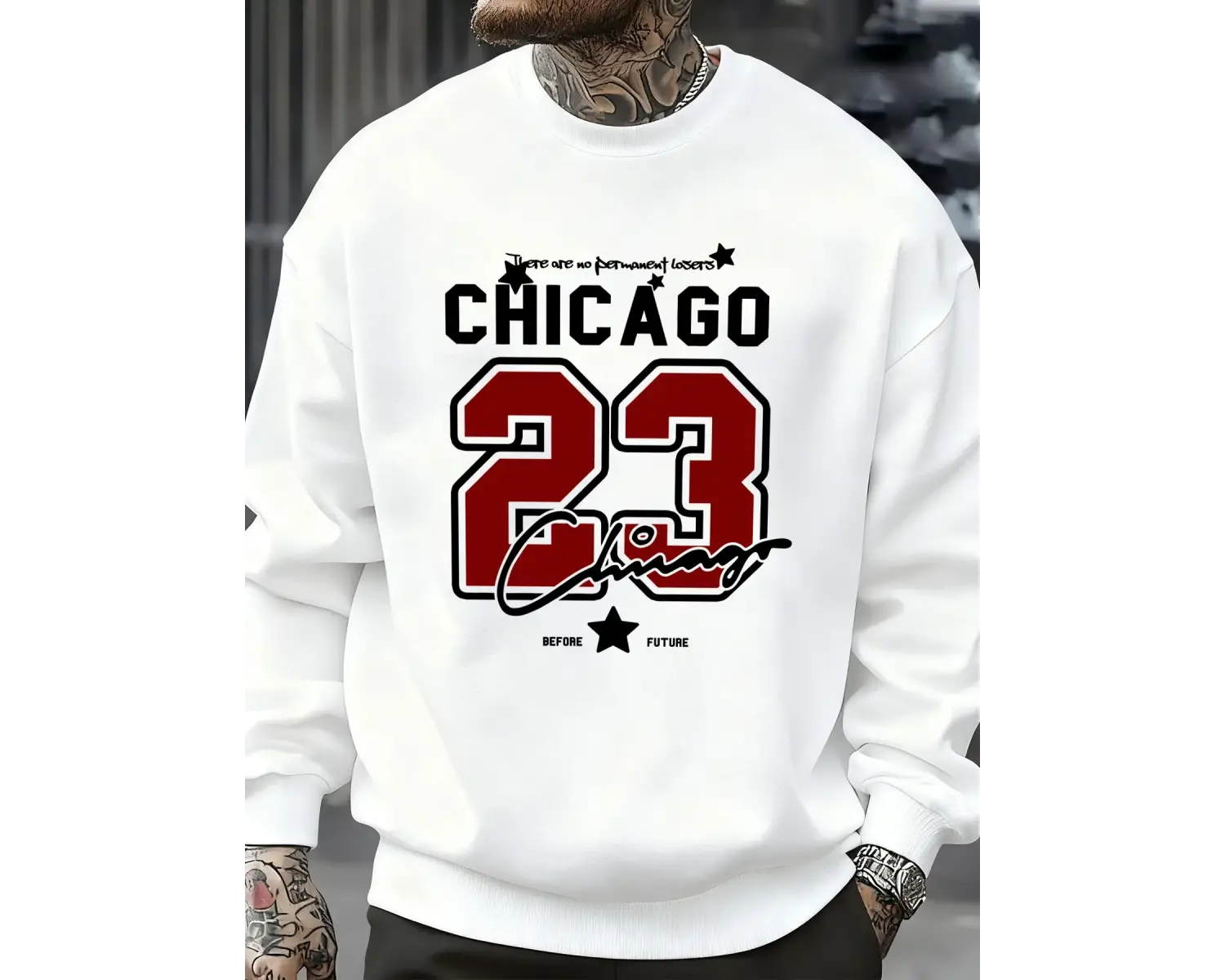 Chicago Number 23 Jersey Prints Male Sweatshirt Trendy Hip Hop Streetwear Crewneck Autumn Clo
