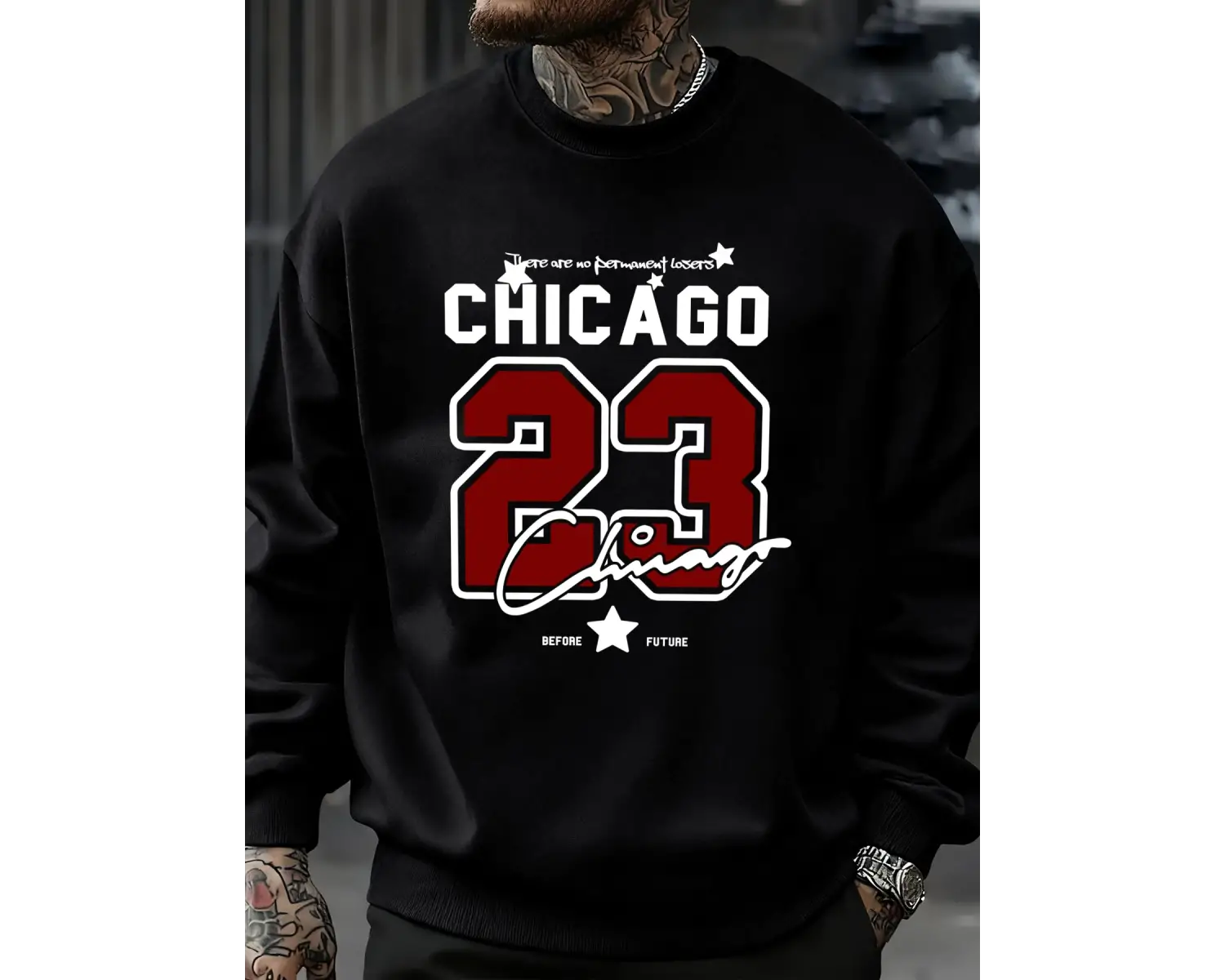 Chicago Number 23 Jersey Prints Male Sweatshirt Trendy Hip Hop Streetwear Crewneck Autumn Clo