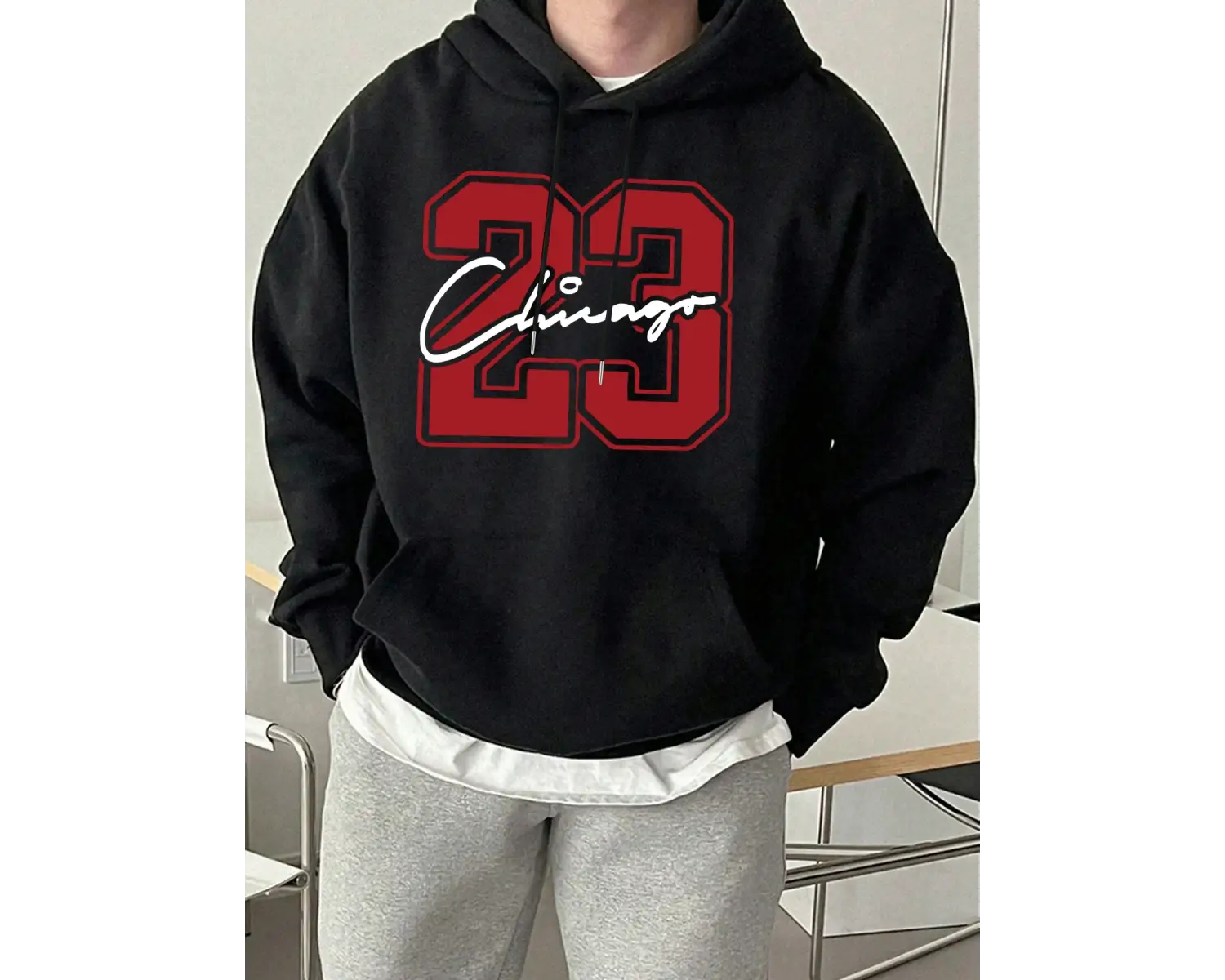 Chicago Number 23 Yaratıcılık Baskı Erkek Kapüşonlular Yumuşak High Street Top Spor Hip Hop T