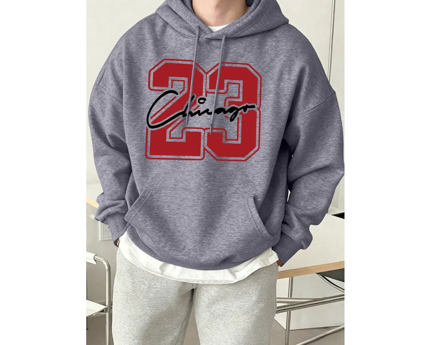 Chicago Number 23 Yaratıcılık Baskı Erkek Kapüşonlular Yumuşak High Street Top Spor Hip Hop T