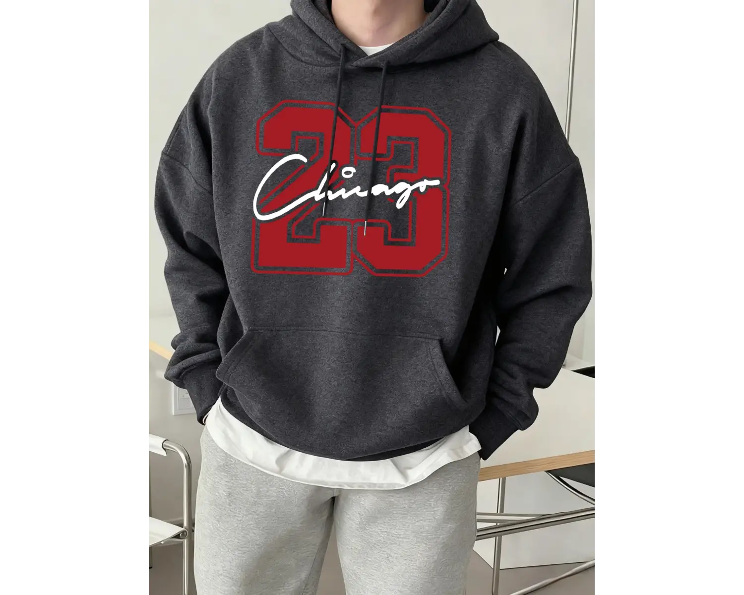 Chicago Number 23 Yaratıcılık Baskı Erkek Kapüşonlular Yumuşak High Street Top Spor Hip Hop T