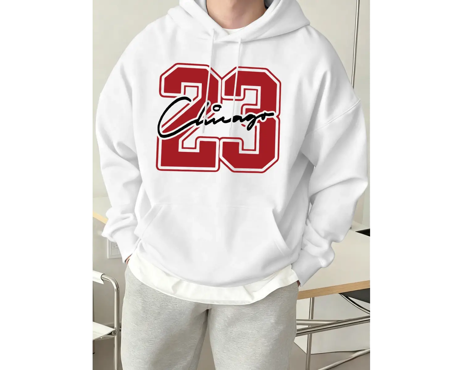 Chicago Number 23 Yaratıcılık Baskı Erkek Kapüşonlular Yumuşak High Street Top Spor Hip Hop T