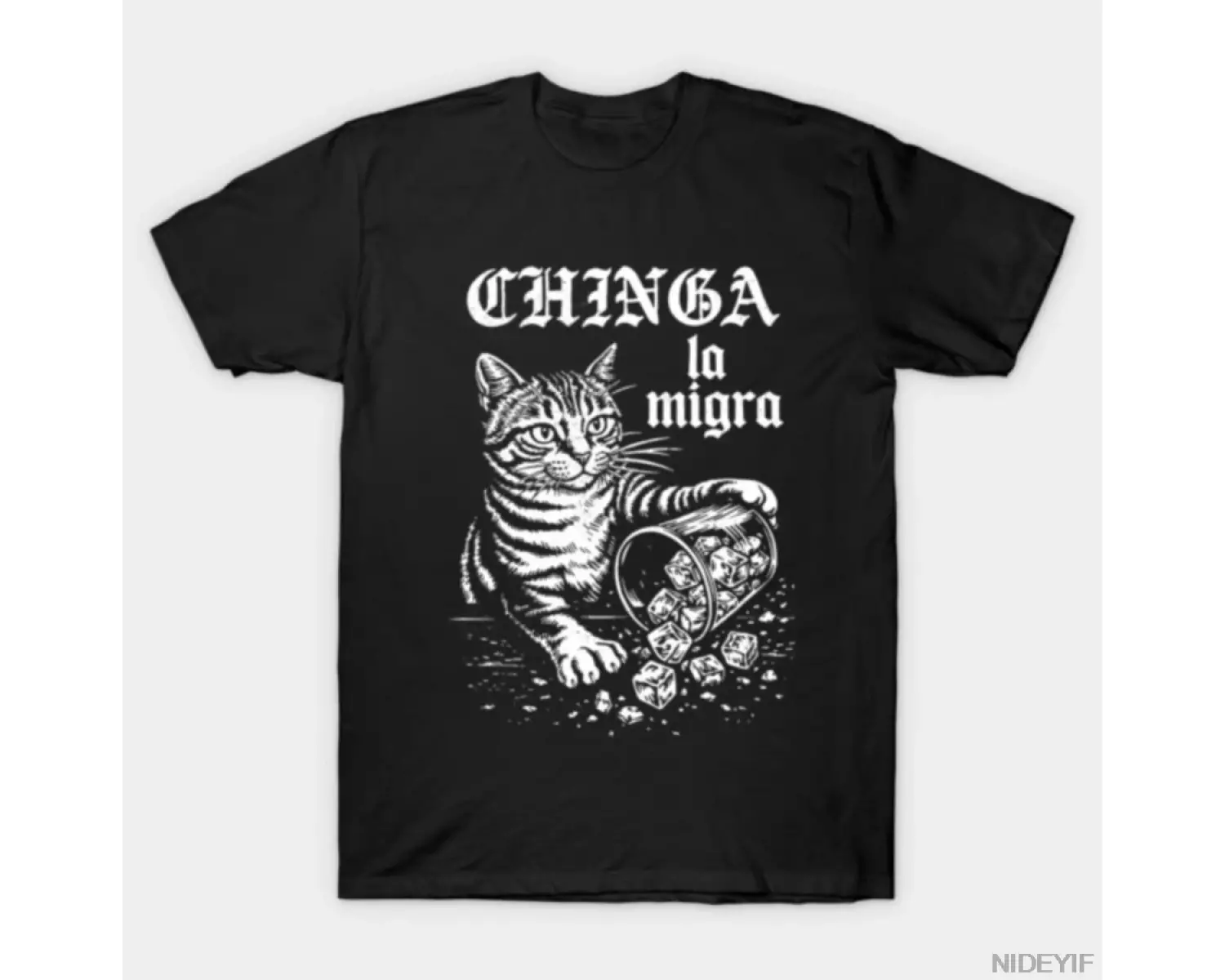 Chinga la migra Komik Kedi Meme T-shirt Erkekler Kadınlar Için % 100% Pamuk T Shirt Kısa Koll