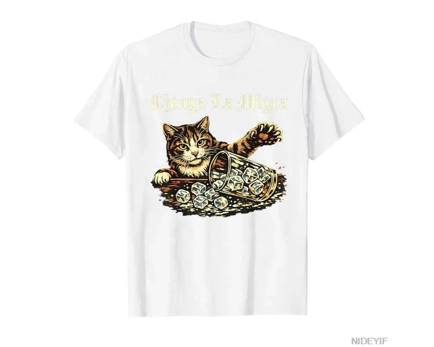 Chinga la migra Komik Kedi Vintage T-shirt Erkekler Kadınlar Için % 100% Pamuk T Shirt Kısa K